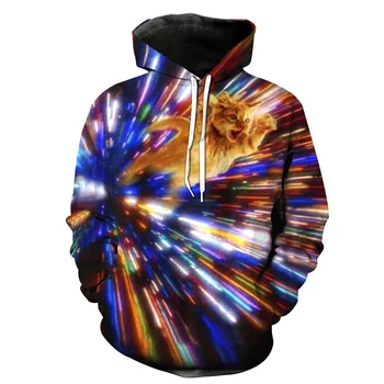 

CNUUIKOOEK Sweatshirts Men's 3D Space-Time Tunnel Anchor Printed Hooded Pocket Pullover Hoody Fashion Hooded Men's Hoodies