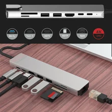 8-в-1 двойной USB-C USB C концентратор с 4 к HD декодер каналов SD/устройство для считывания с tf-карт с 3 портами(стандарт 3,0 концентратор Thunderbolt Тип-C концентратор для MacBook Pro устройство чтения карт памяти