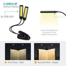 Яркий светодиодный свет с переключатель вкл./выкл. Гибкий USB клип-на 2x COB светодиодный свет для чтения стол настольная лампа перезаряжаемая