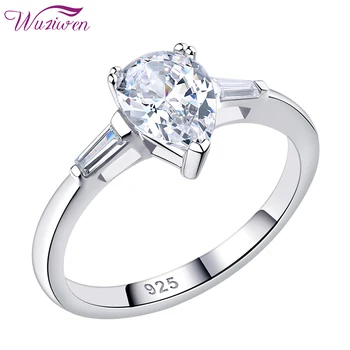 

Wuziwen Solid 925 Sterling Silver Pear Shape Wedding Engagement Ring For Women AAA Zircon Personality Jewelry Christmas Gift