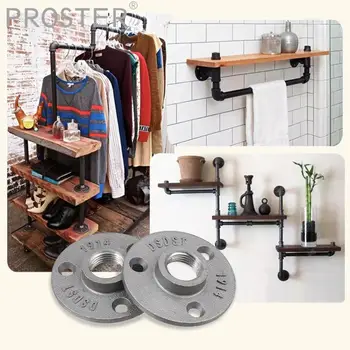 

PROSTER 10 pcs for Malleable Aluminum Alloy Pipe Fittings Wall Floor Flange Rusty Industrial 1/2" BSP Silver Grey