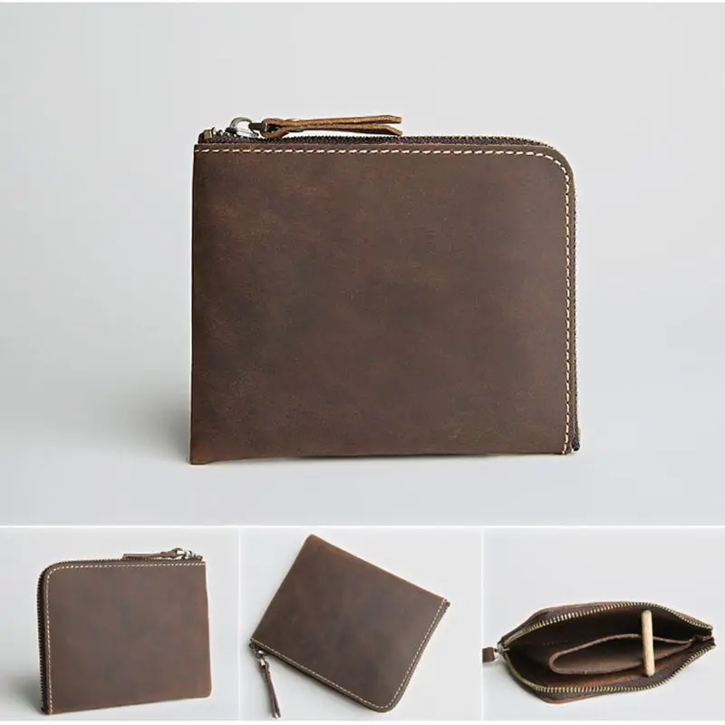 Men's PU Leather Zipper Wallet ID Credit Card Holder Business Coin Change Purse