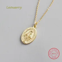 Leouerry 925 пробы Серебряное ожерелье Девы Марии монета с портретом 18K позолоченное ожерелье с подвеской на ключичную цепочку женское ювелирное изделие