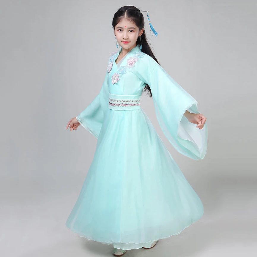 Hanfu древний китайский традиционный сказочный костюм для девочек розовое платье