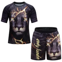 Kids Sportswear MMA BJJ Rashguard Jiu Jusit Boxing Muay Thai Jersey Shirt Shorts Sport Suit Running Set Children Boys Sportsuits 2