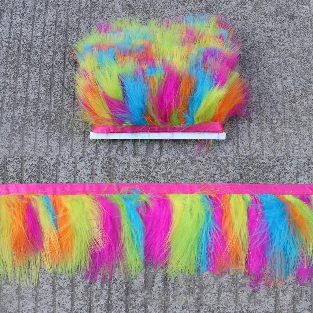 2 Meter  Turkey Feather Trimmings Trim Cloth Clothing Decoration Costume Crafting Making Tassels Streamer