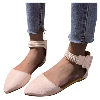 

SAGACE Flat Sandals Casual Summer Big Size Closed Toe Buckle Strap Pointed Toe Sandals High Quality Outside Ladies Shoes