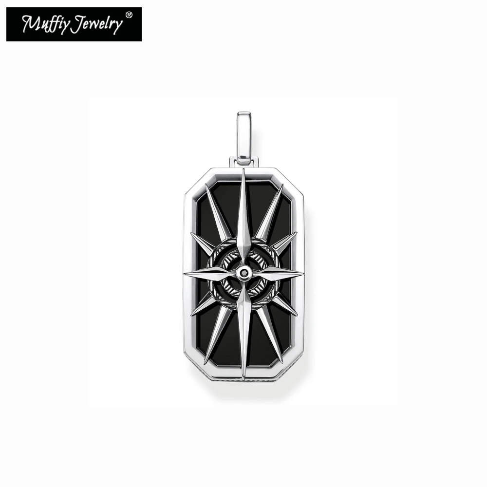 Pendant Compass Star Black Dog Tag 925 Sterling Silver 2020 New Fine Jewelry Street Style Chill Cool Gift For Men &amp Women | Украшения и