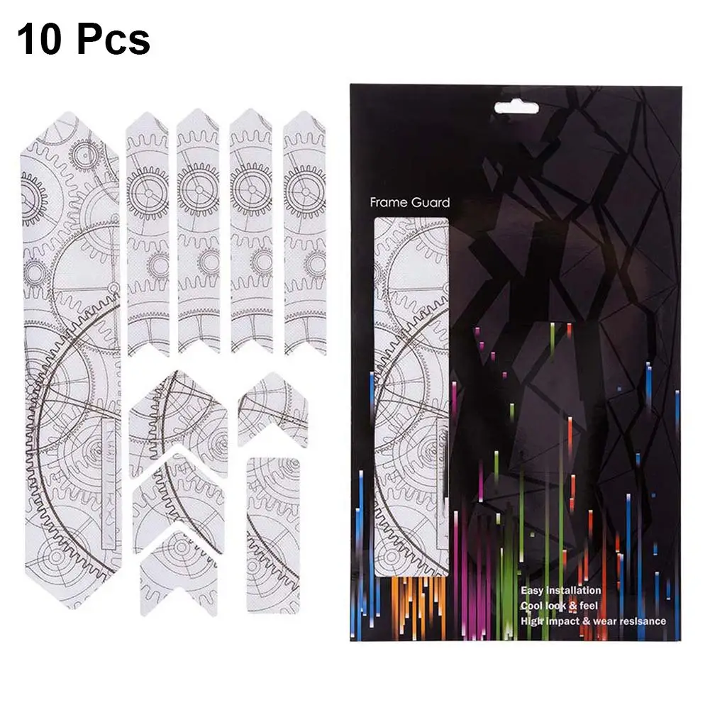 

10PCS 3D Bicycle Sticker Mountain Bike Frame Protection Stickers Waterproof Wear-Resistant Anti-Slip Protector Road Bike Sticker