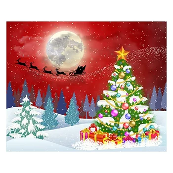 

Diamond Kit for Adults' DIY Full Drill Rhinestone Crafts with Accessories for Home Wall Gift Sleigh with Christmas Tree