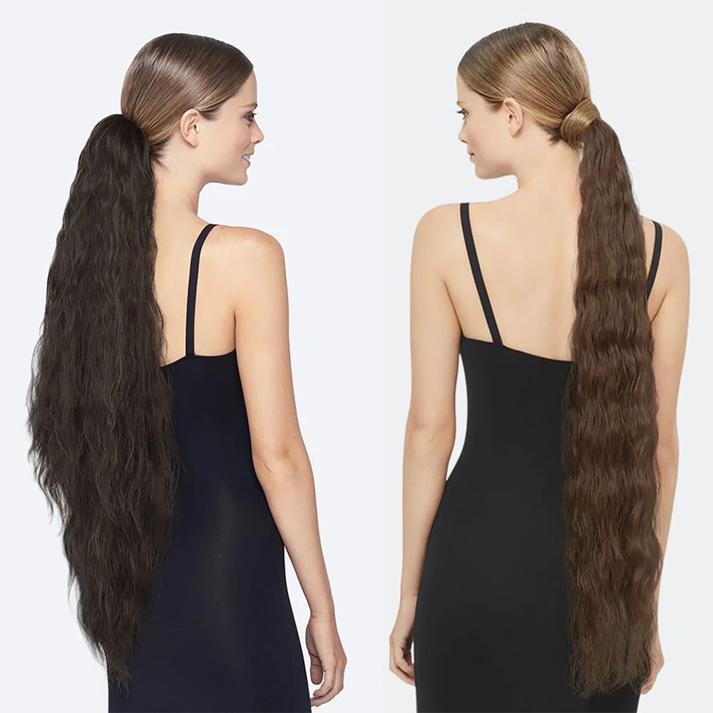 Corn Wavelength Ponytail Synthetic Fake Bandage Hair Extension Black-tailed Blond Girl Heat-resistant Ladies Special Extra Long