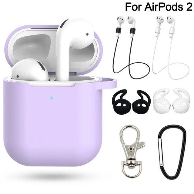 7 шт./компл. идеальный чехол для airpods 2 для airpods pro 3 Earpods чехол для IPad air стручки pro funda для airpod Чехол чехол Аксессуары - Цвет: 2 light Purple set