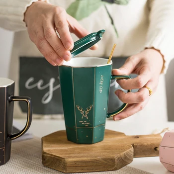 

Unique design Ceramic Mug Creative Fashion Gold Plated Coffee Tea Milk Cups Home Office Fancy Gift