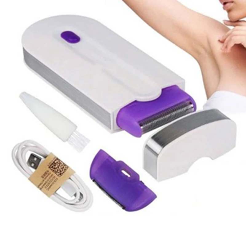 

2 IN 1 USB Rechargeable Portable Laser Epilator Rotary Shaver Body Face Leg Bikini Depilator Women Hair Remover Tool 20#38