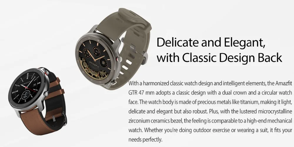 Global version xiaomi huami amazfit gtr 47mm smart watch AMOLED Screen 24-Day battery life sport GPS watch 5ATM waterproof Swimmingwatch2