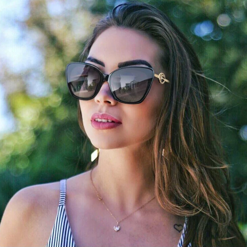 Max Glasiz трендовые солнцезащитные очки Cateye женские модные металлические дужки с