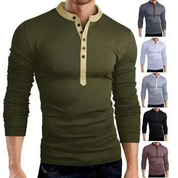 

Men's Casual T-shirt Solid Color Large V-neck Long-sleeved Slim T-shirt Bottoming Shirt Six-color Mens T Shirts Fashion 2020