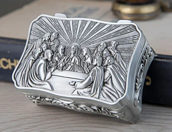 

The Holy Supper Mini Catholic Holy Goods Storage Box Zinc Tin Coated Catholicism Storage Box