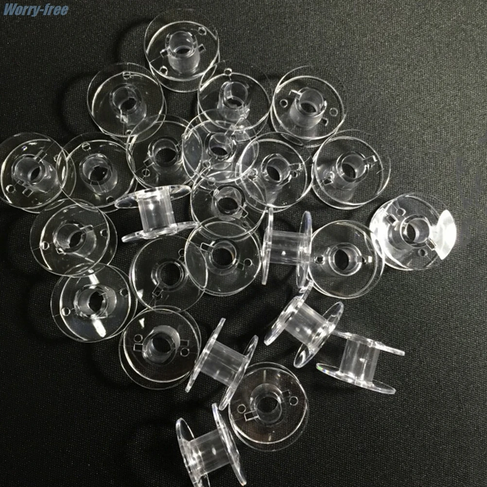 20Ps Plastic Transparent Sewing Machine Thread Empty Bobbins For Brother Janome Singer Sewing Machines Needle Accessories