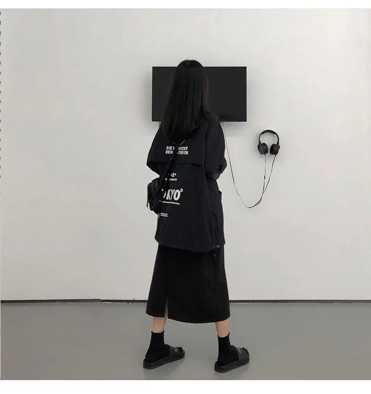 Пальто с принтом для фотосессии в Корейском стиле Ulzzang Cool Girly Series Apathy Dark
