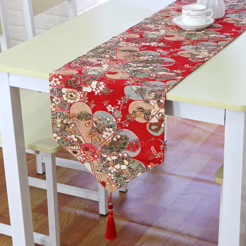 

Ethnic Tassel Table Runner Southeast Asian Cotton Linen Retro Chinese Coffee Table Flag Cabinet Tablecloth Bohemia Bed Tail