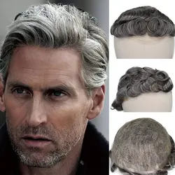 YY парики #3 65% серый цвет парик из натуральных волос для мужчин Remy человеческие замена волос системы мужской парик 6 дюймов волосы 8x10