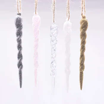 

10Pcs 13cm Simulation Ice Xmas Tree Hanging Ornament Fake Icicle Prop Winter New Year Party Christmas Tree Hanging Decoration