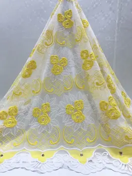 

YELLOW WHITE African Lace Fabrics 2019 High Quality Lace Nigerian Tulle Lace Fabric Gold Line Milk Silk French Net Lace 5Yard/pc