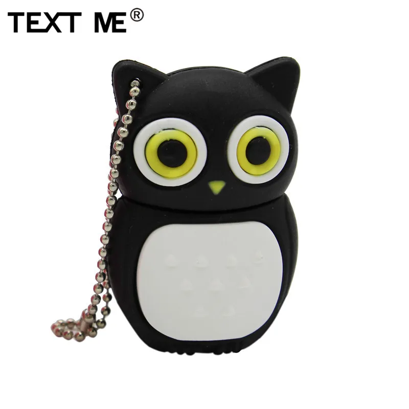 Флеш-накопитель с рисунком из мультфильма TEXT ME, черный, серый, розовый, синий, коричневый, стиль совы, usb флеш-накопитель, usb 2,0, 4 ГБ, 8 ГБ, 16 ГБ, 32 ГБ, 64 ГБ, милый подарок