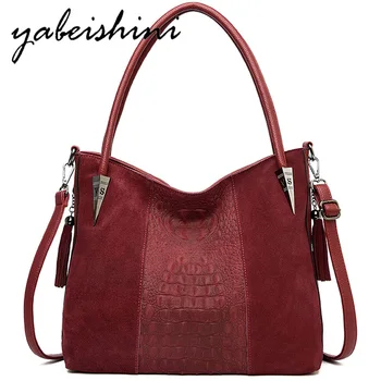 

High end women luxury handbags Crocodile pattern Fur Shoulder Bag women bags designer tote crossbody bags for women bolso mujer