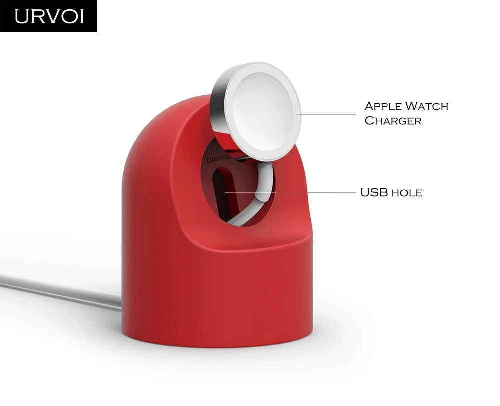 Подставка URVOI для apple watch series 6 SE 5 4 3 2 1 держатель watchOS ночная подставка силиконовая