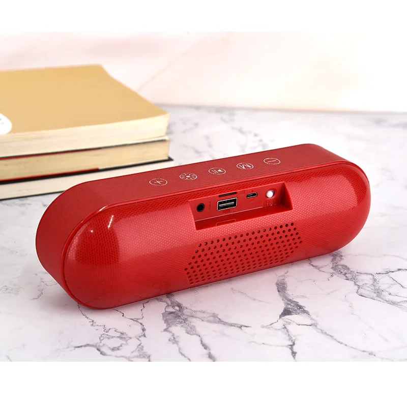 LED Pill Mini Bluetooth Speaker Portable Wireless Speaker FM Radio Sound System 3D Stereo Music Surround Support TF AUX USB