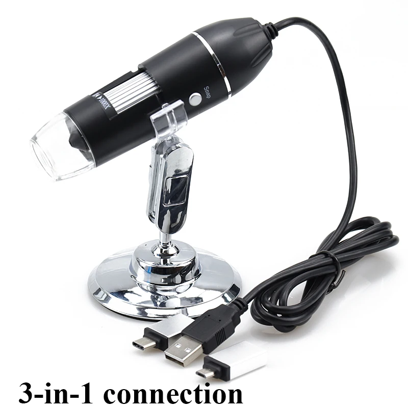 USB микроскоп 500x 1000x 1600x совместимый с USB/type C/Micro USB Биологический микроскоп 8 светодиодный цифровой USB микроскоп для подарка