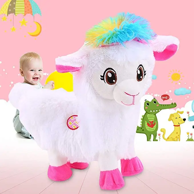 Электрическая ходящая игрушка, радужная плюшевая игрушечная альпака, мягкая детская игрушка с животными, лучший подарок для маленьких мальчиков и девочек