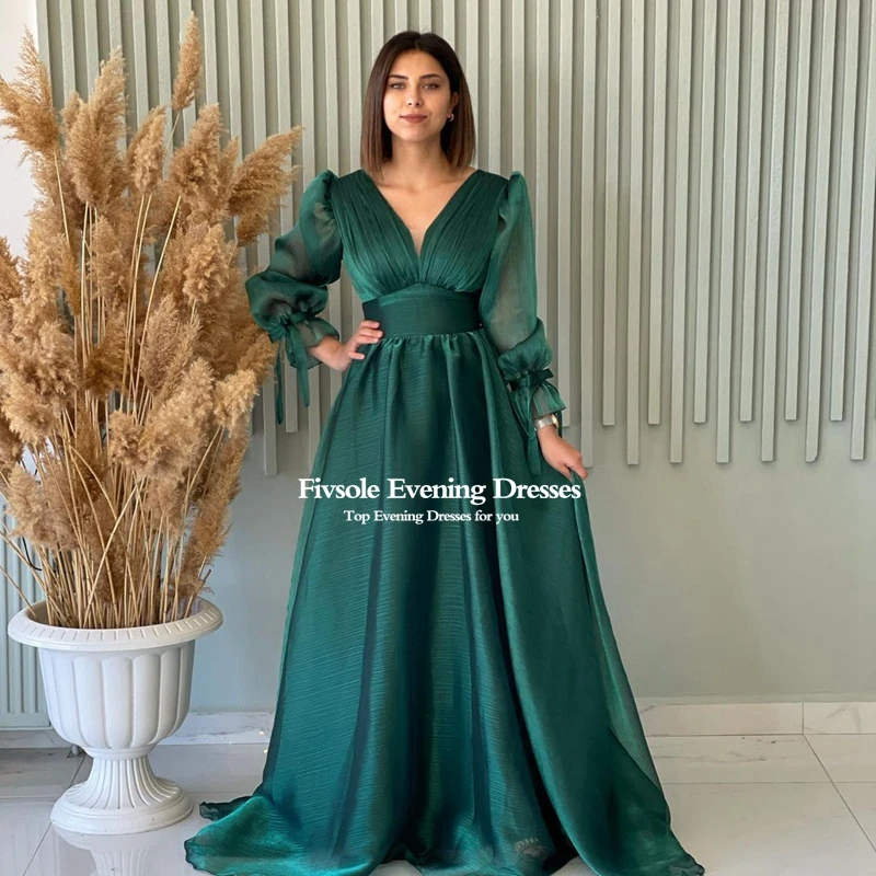 Fivsole 2022 Cap Sleeves Long Evening Dresses A Line Organza Formal Party Prom Gowns Dress Event Vestidos Robes De Soirée