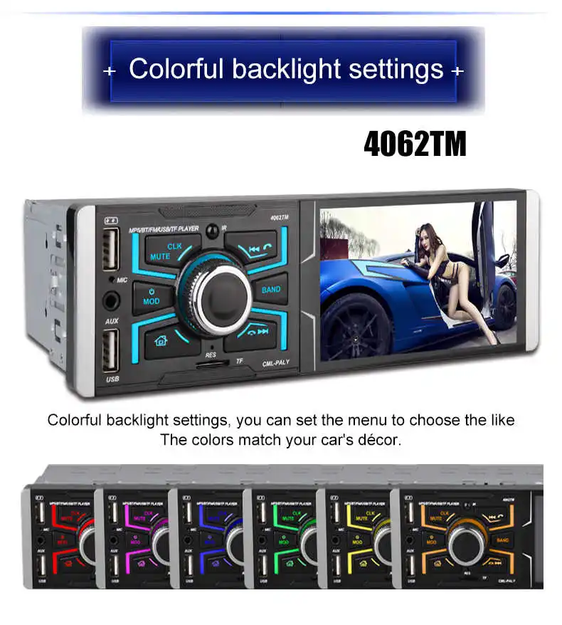 4,1 дюймов HD автомобильный стерео радио MP5 MP4 плеер 4062TM сенсорный экран bluetooth FM TF AUX автомобильные мониторы Поддержка камеры заднего хода