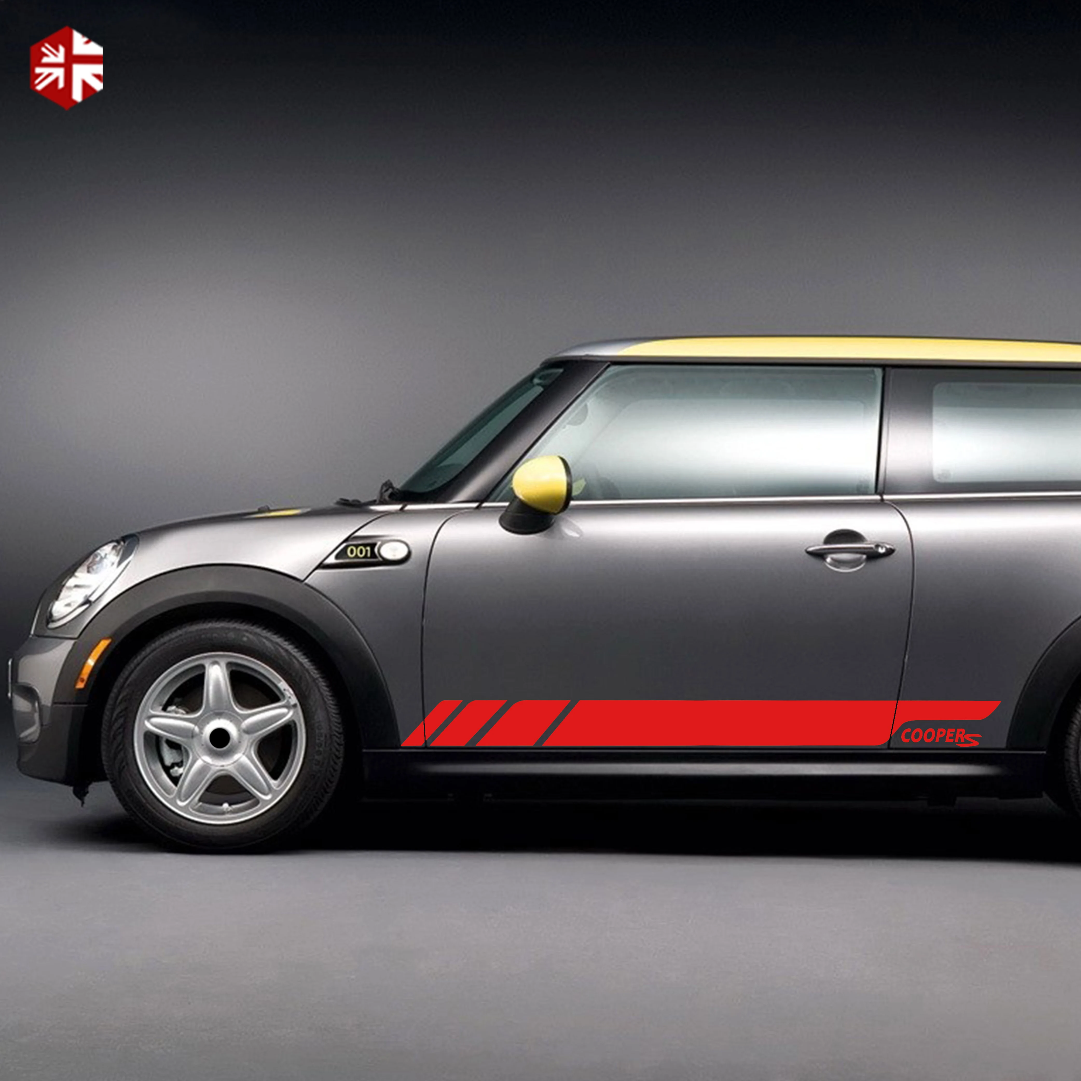 2 Pcs Car Styling Cooper S Graphics Vinyl Decal Racing Door Side Stripes Sticker For MINI Cooper S R56 One JCW  Accessories