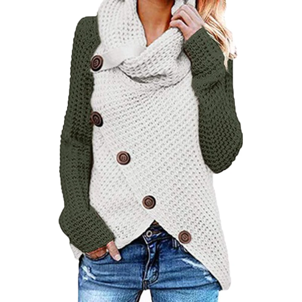 

CALOFE 2019 Autumn New Upgrade Oversize Knitted Hoodies Women Turtleneck Pullover Jumper Tops Solid Button Hoodie Ladies Clothes
