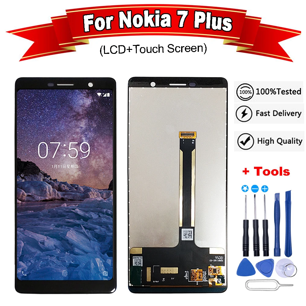 ЖК-дисплей 6 0 дюймов для Nokia 7 Plus с сенсорным экраном и дигитайзером E7 сменный TA-1062