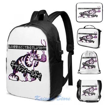 

GYARUFIRUDO!!! Garfield 07 27 1978 Meme aka The Pipe Strip -Vaporwave USB Charge Backpack Cosmetic bag Travel laptop bag