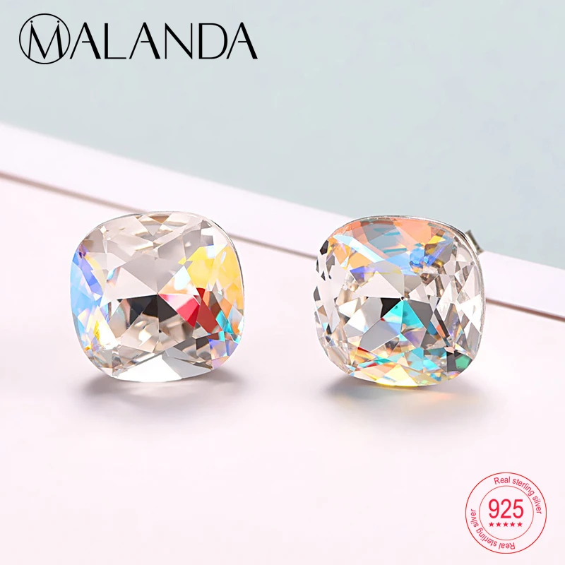 Новые цветные Австрийские хрустальные серьги-гвоздики для женщин модные серьги из стерлингового серебра пирсинг серьги Элегантные Свадебные украшения