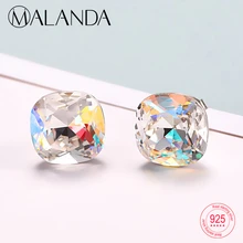 Новые цветные Австрийские хрустальные серьги-гвоздики для женщин модные серьги из стерлингового серебра пирсинг серьги Элегантные Свадебные украшения