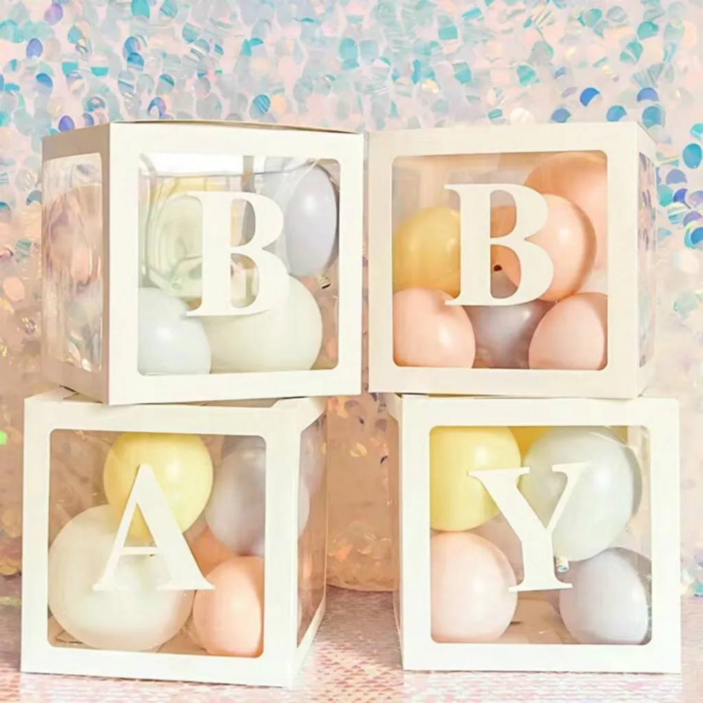 Baby Shower Balloon Box Transparent Box Birthday Party Decoration Letter Transparent Gift Boxes Kid Birthday Baby Shower@25