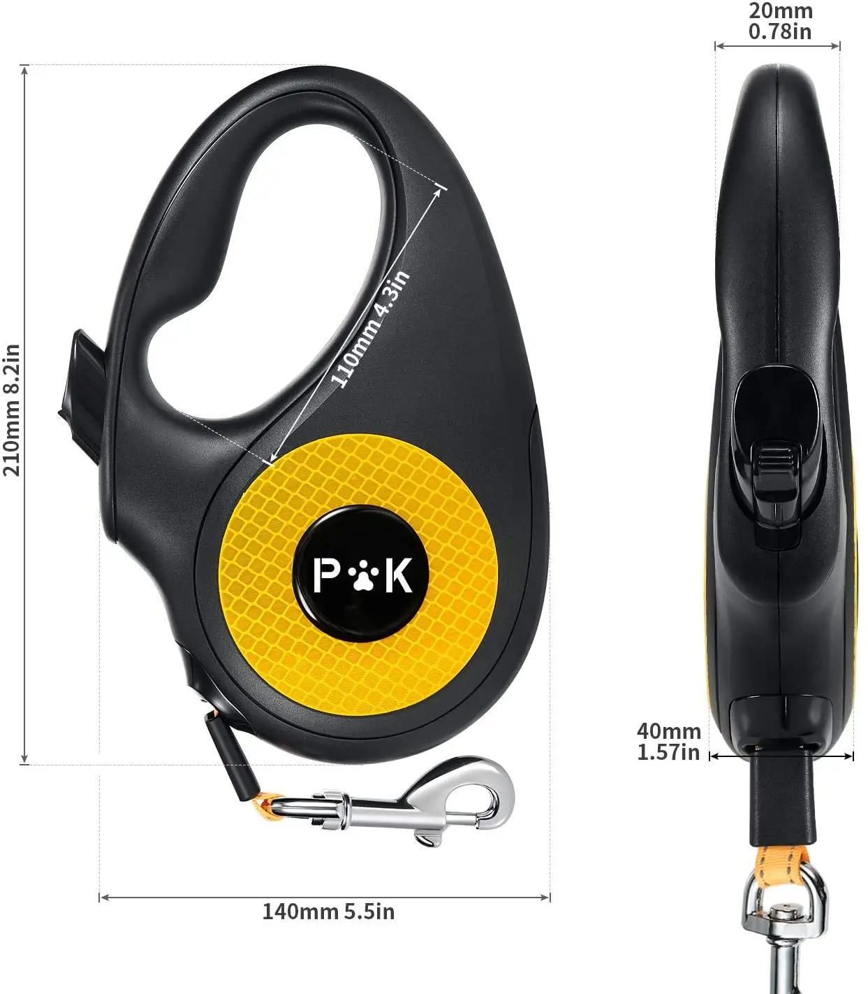 Extendable Dog Leash, 5m Retractable Leash with Reflective Stitching