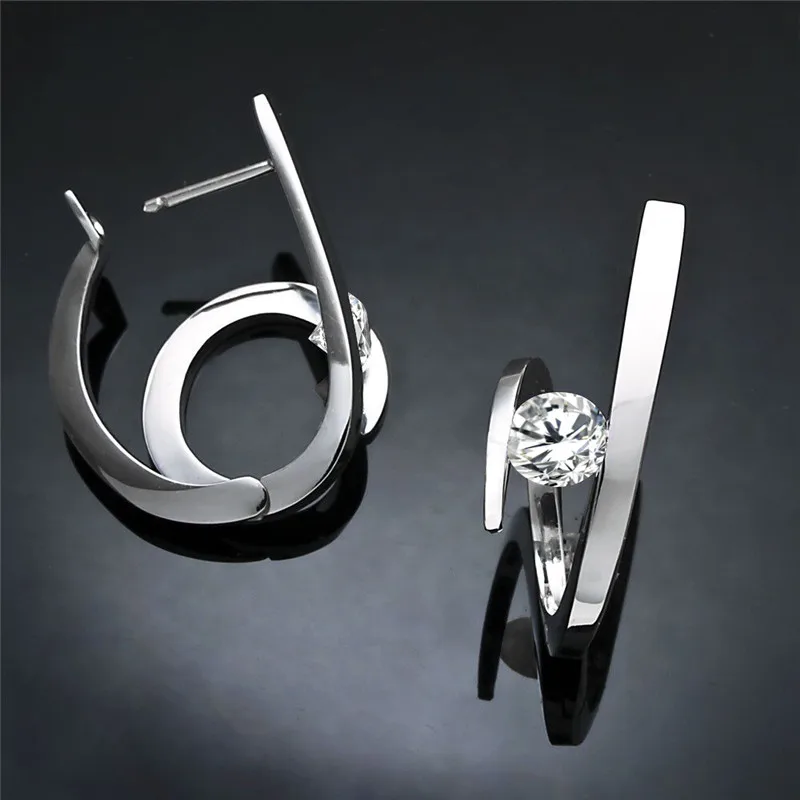 Blaike Creative Fashion 925 Silver Geometric Earrings For Women White Zircon Earring Wedding Party Jewelry Valentine's Day Gifts - Image 2