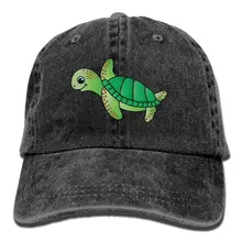 Унисекс мультфильм Зеленая морская черепаха регулируемые джинсовые бейсболки ковбой остроконечные шляпы