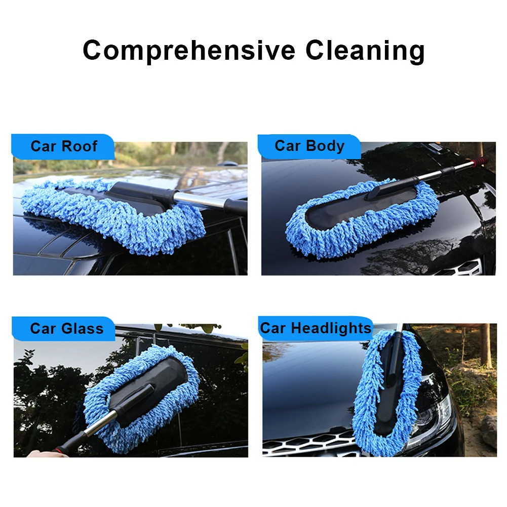 Car Duster, Multipurpose Microfiber Wash Brush Vehicle Interior and Exterior Cleaning Kit with Extendable Handle for Car or Home