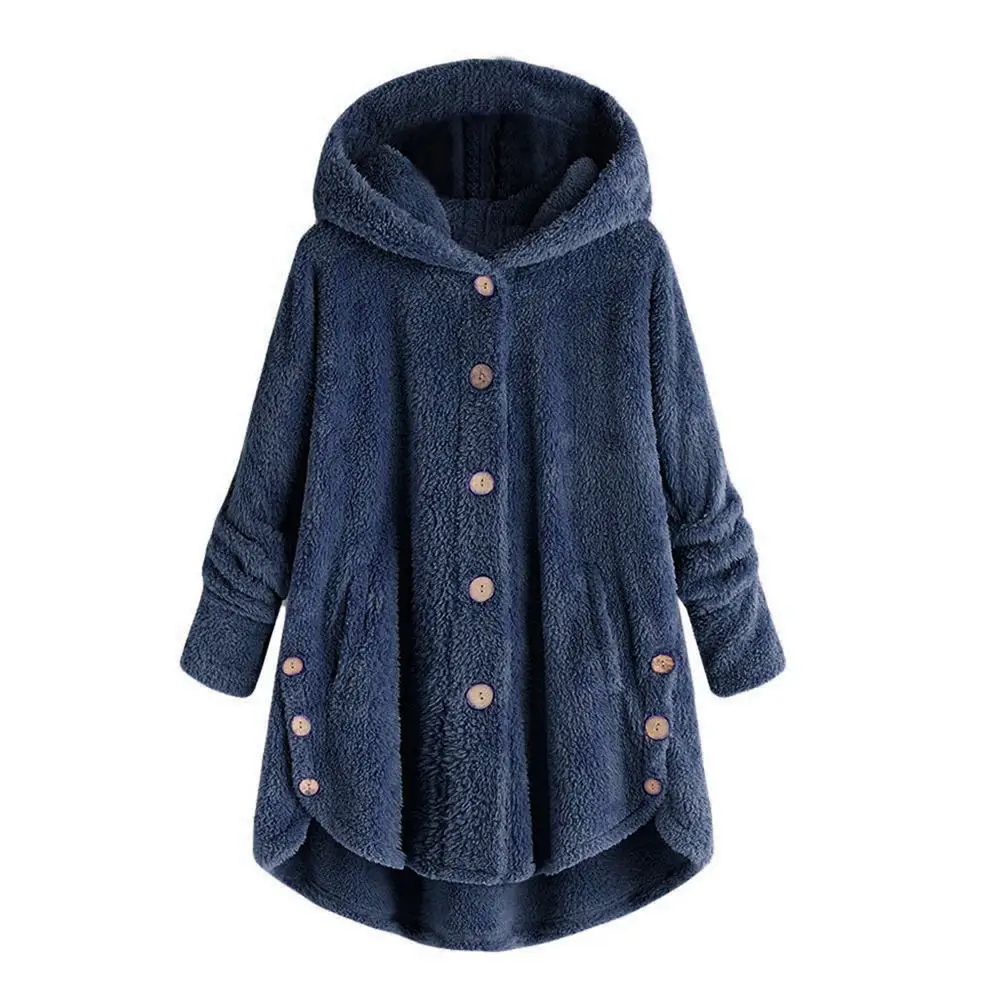 dark blue Женский плюшевый свитер, больше размера d 5XL, пушистое флисовое пальто размера плюс, кардиган на пуговицах, шерпа, флисовые свитера, уличная одежда - Цвет: dark blue