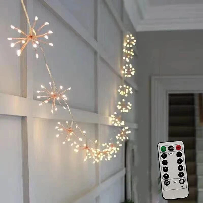 led fairy lights 100/150 LED Starburst Fireworks String Light Remote Control 8 Modes Waterproof Solar Garland Fairy Light Garden Decoration solar string lights outdoor