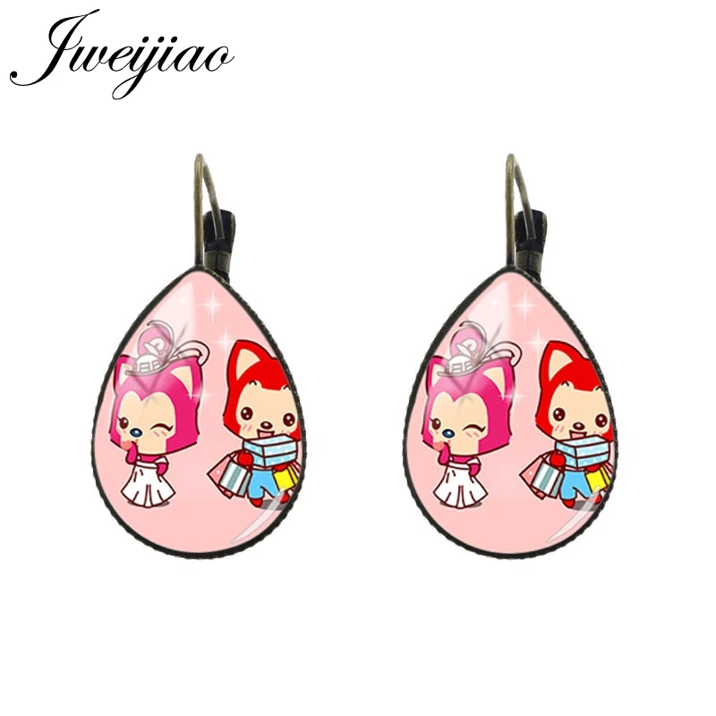 AL48 JWEIJIAO милые девушки серьги слеза капли воды, клипсы для ушей в форме античный бронзовый очаровательный Стекло мультфильм ювелирные изделия для вечерние подарок AL50 - Окраска металла: AL48
